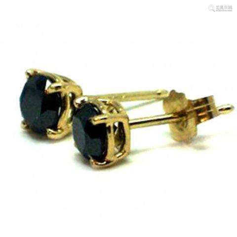 Black Diamond Stud Earrings 1.42Ct 14k Y/g