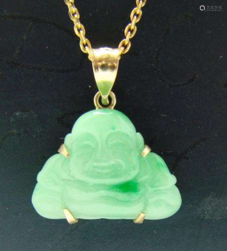 Maitreya Buddha pendant Jade Size L15x W 15mm 14kY/g