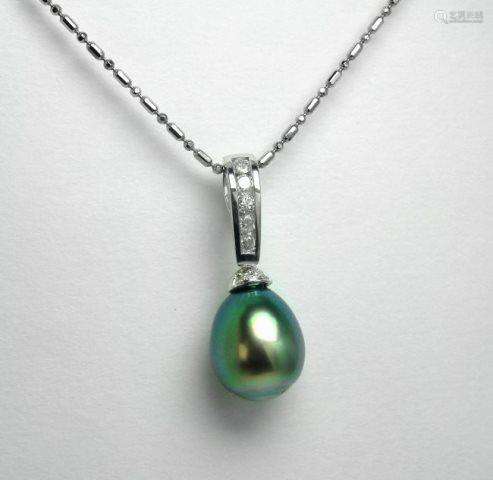 Tahitian Pearl Pendant 10 mm & Dia:. 25 CT14k W/G