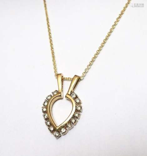 Heart Pendent Diamond  .75Ct 14k Yellow Gold