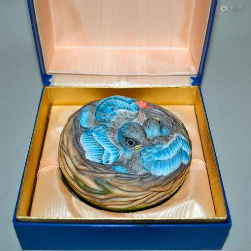 BOEHM PORCELAIN BABY LAZULI BUNTINGS PAPERWEIGHT