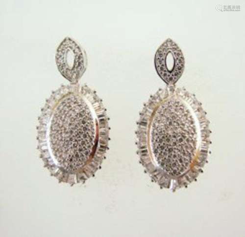 Creation Diamond Oval Earrings 4.28Ct 18k W/g Overlay