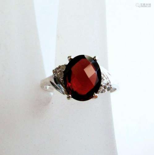 Anniversary Ring Natural Diamond Garnet 3.07Ct 14k W/g