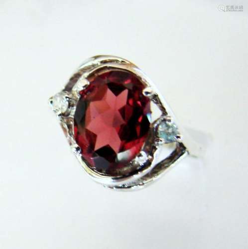 Anniversary Ring Natural Diamond Garnet 1.80Ct 14k W/g