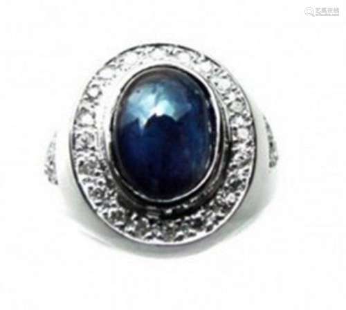 Man's Sapphire, Diamond Ring 4.75Ct 14k W/g