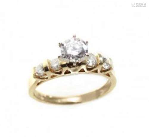 Anniversary Diamond Ring 1.15 CT 14k Yellow Gold