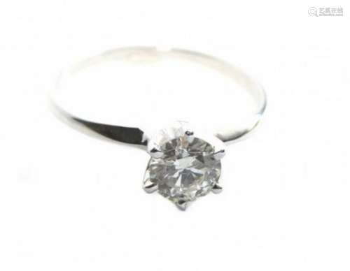 Solitaire Diamond Ring: .60Ct 14k W/g