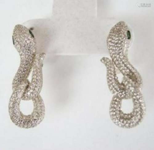 Creation Diamond Snake Earrings 6.57Ct 18k W/g Overlay