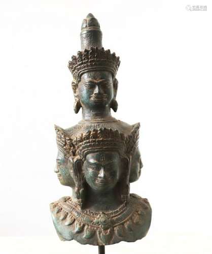 Khmer Angkor,Bronze Heyajra Brass King  Statue 12th