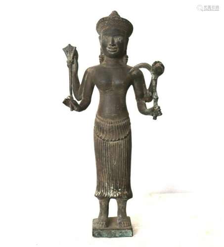 Khmer Angkor,Bronze Naga King Statue 12th Century
