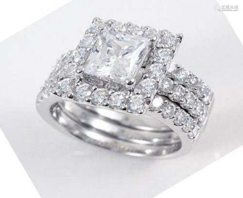 Creation Diamond Ring 3.25 Carat 18k W/G Overlay