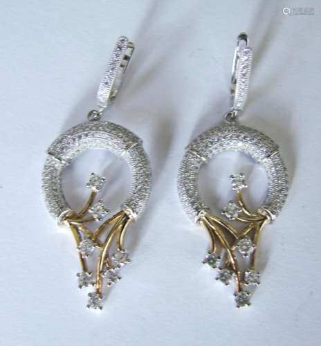 Creation Diamond Chandeliers Ear 2.36Ct 18k W-Y/g