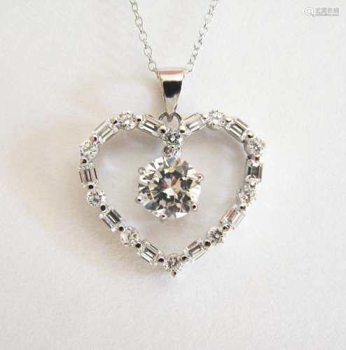 Creation Diamond Heart Pendant 3.79Ct 18k W/g Overlay