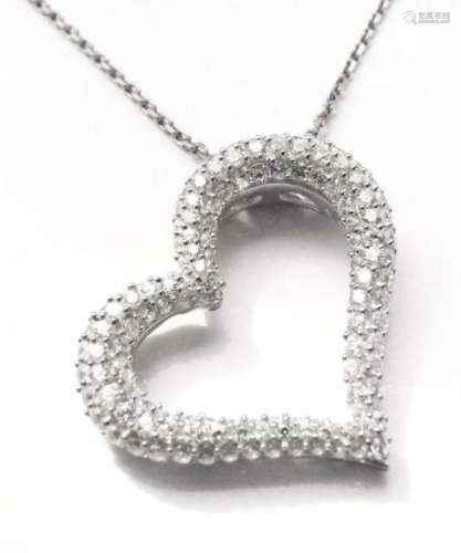 Creation Diamond Heart Pendant 1.20ct 18k W/g Over