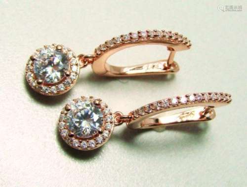 Creation Dia: Dangle Earring 2.45Ct 18k R/g Over