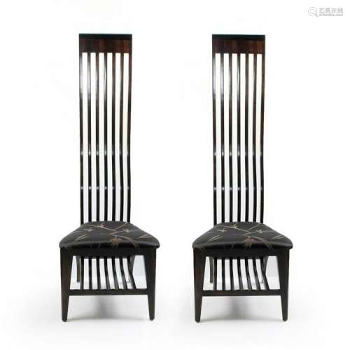 2 CONTEMPORARY JAPONESQUE ACCENT CHAIRS