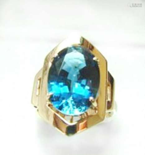 Ring Natural London Blue Topaz 6.84Ct 14k Y/g