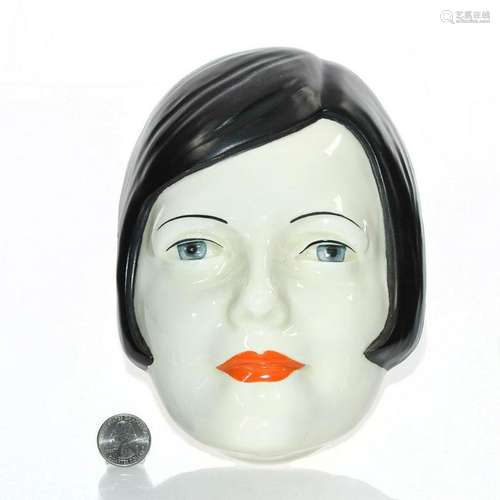 ART DECO DOULTON WALL MASK, BLACK HAIRED GRETA GARBO