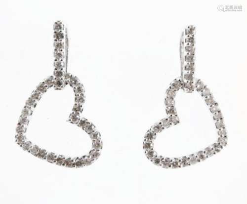 Heart Diamond Earrings .85 Carat 18k White Gold