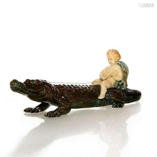 ROYAL DOULTON FIGURINE, BOY ON A CROCODILE HN373