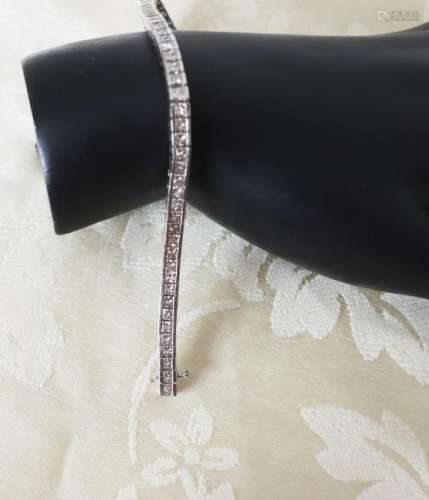 Tennis Bracelet Princess Diamond 5.36 Carat 14k W/g