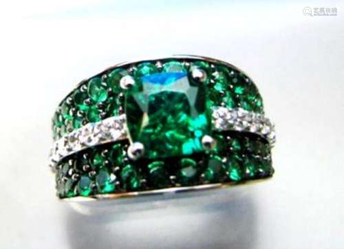 Creation Diamonds Emerald Ring 3.75Ct 18k W/g Overlay