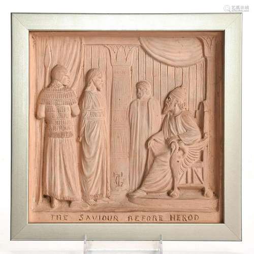 DOULTON LAMBETH TERRACOTTA PLAQUE, THE SAVIOR AND HEROD