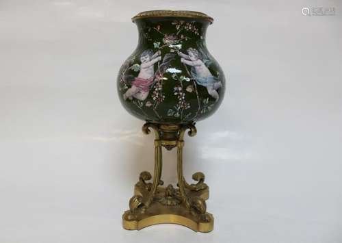 Limoges 3 Layers Enamel&Bronze Vase