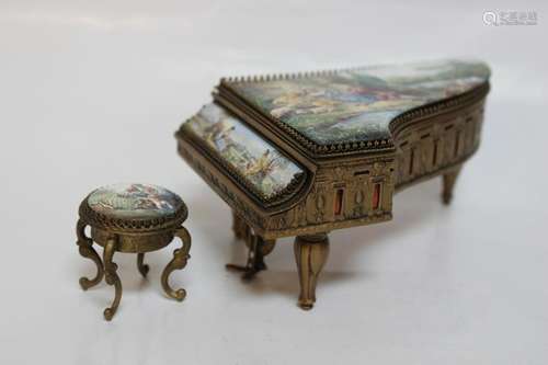 Antique Viennese Austrian Enamel Miniature Piano