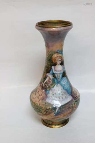 lovely Limoges Enamel Vase