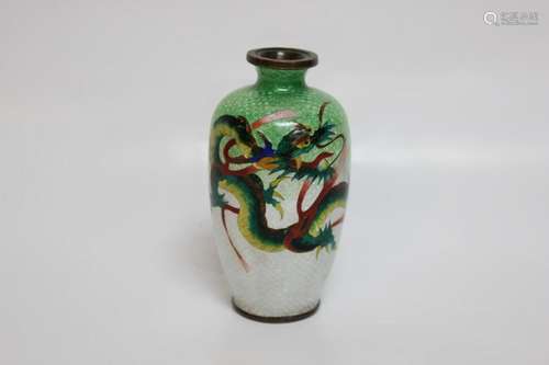 Japanese Cloisonne Enamel Vase w Sign