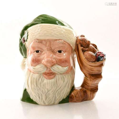 LG DOULTON CHARACTER JUG, SANTA W. SACK OF TOYS HANDLE