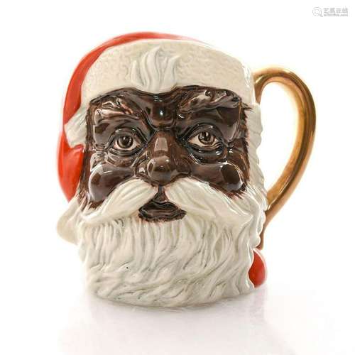 SM DOULTON CHARACTER JUG, SANTA W. GOLD HANDLE