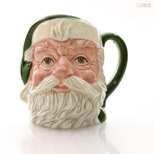 SM DOULTON CHARACTER JUG, SANTA W. GREEN HANDLE