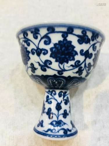 Chinese Blue and White Porcelain High foot Cups