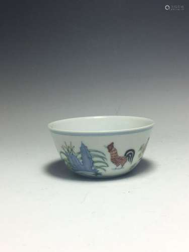 Chinese Doucai Porcelain Cup,Mark