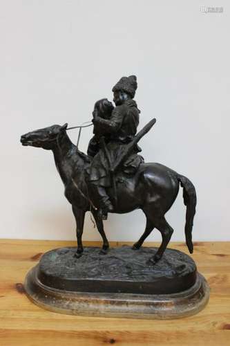 Russian Bronze Lovers Ride on Horse