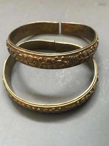 Pair of Chinese Gilt Silver Bangle