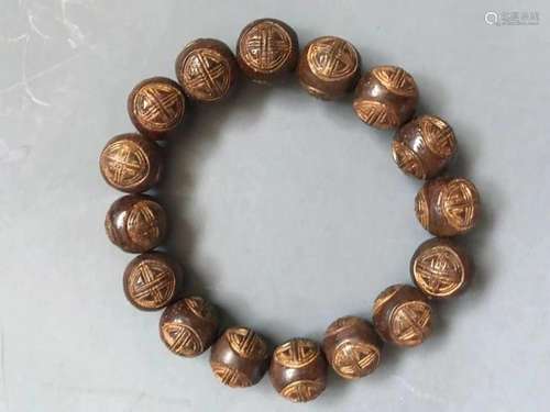 Qing Chinese Chengxiang Wood Beads Bracelet