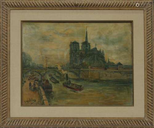 GUSTAVE MADELAIN OIL ON MASONITE