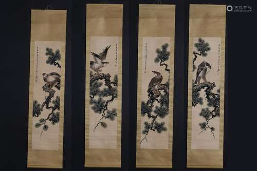 Set of Chinese Ink&Color Scroll Painting,Signed