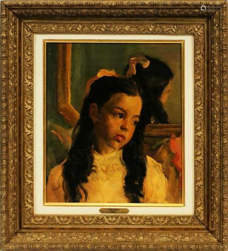 HANS KRAUSS OIL ON CANVAS, PORTRAIT OF A GIRL