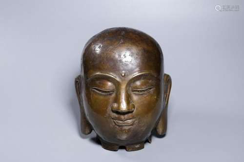 Chinese Bronze Buddha Head.