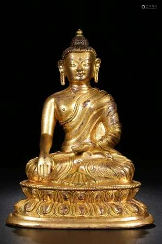 Qing Chinese Gilt Bronze Seated Buddha