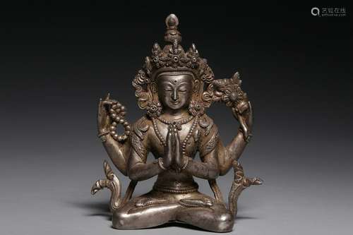 Qing Chinese Silver Four Arms Guanyin