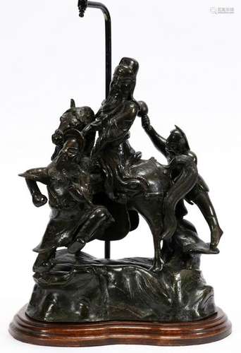 CHINESE BRONZE SCULPTURE ELDER RIDING HORSE