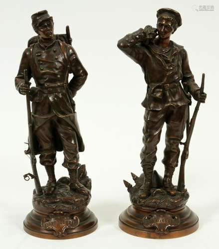 ETIENNE - HENRI DUMAIGE BRONZE SCULPTURES, 2 PCS