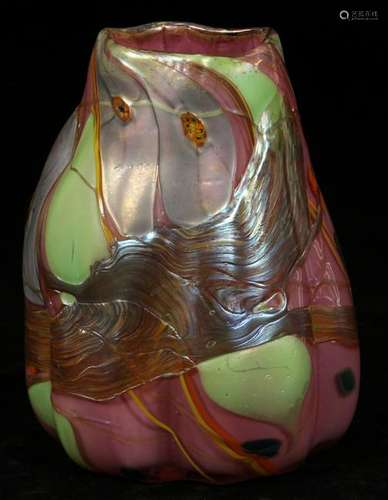 TOM MICHAEL ODYSSEY SIGNED ART DECO GLASS VASE