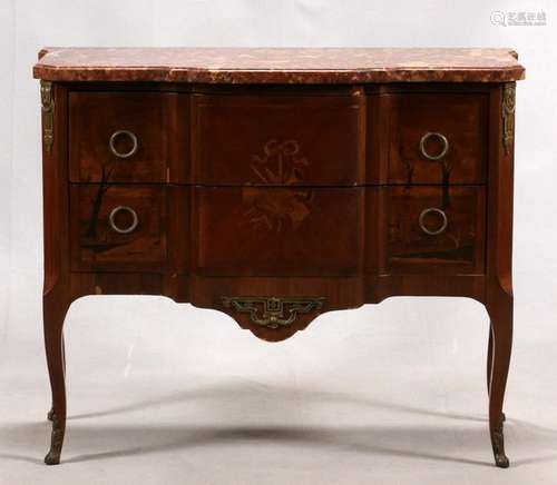 LOUIS XV C. 1800 WALNUT AND FRUITWOOD COMMODE