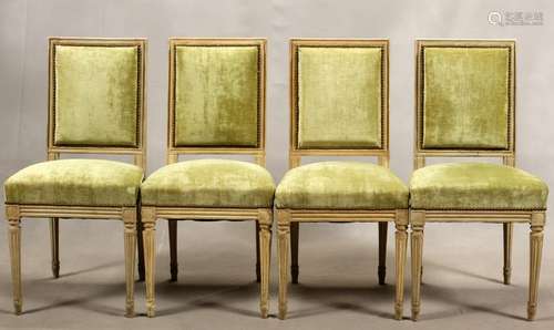 LOUIS XVI FRENCH SIDE CHAIRS, 19TH.C. 4 PCS